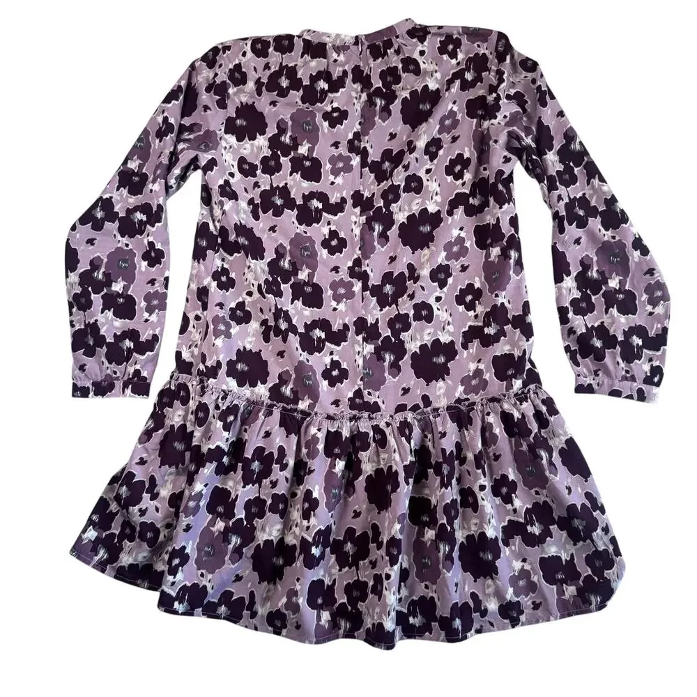 NWT Roolee Women's Bloomwood Mauve Floral Drop Waist Long Sleeve Midi Dress - M
